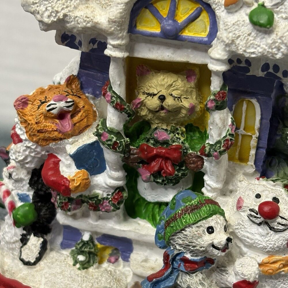 IT'S A PURRFECT SEASON Christmas Holiday Resin House 5.5" Tall x 4" Wide - Picture 9 of 16